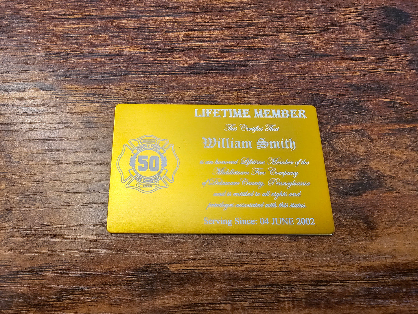 Membership Card Lifetime Member - Gold Colored