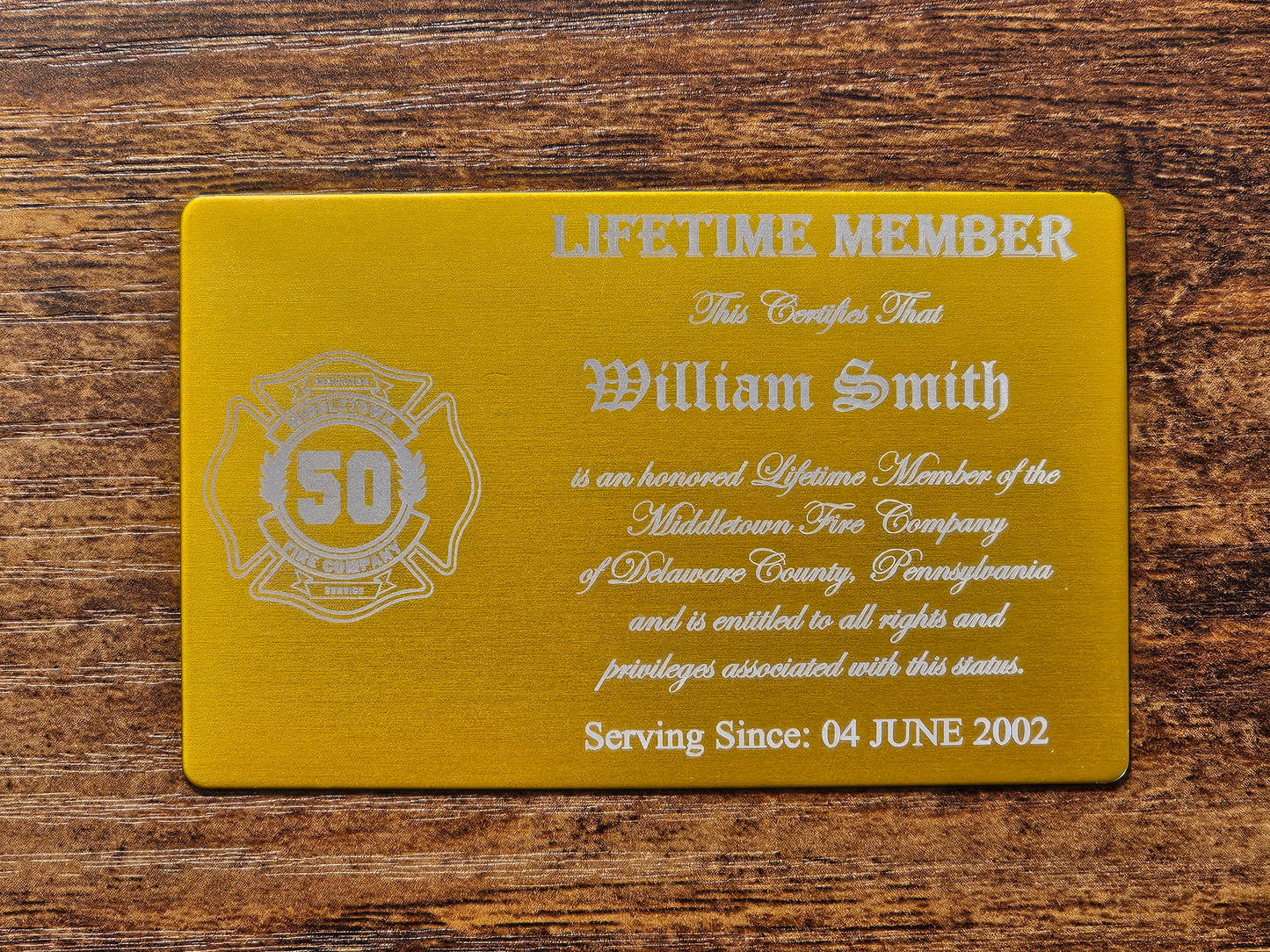 Membership Card Lifetime Member - Gold Colored