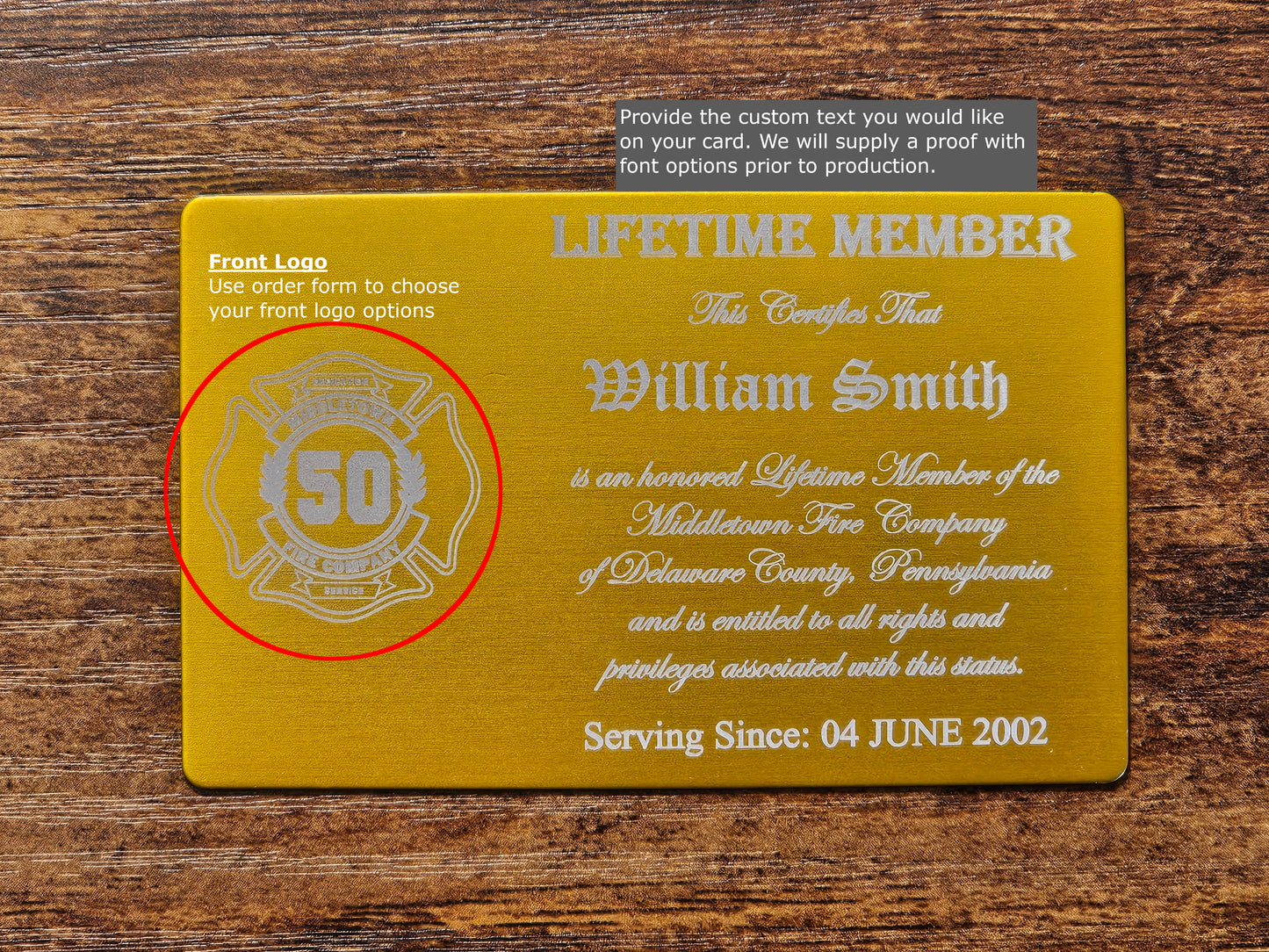 Membership Card Lifetime Member - Gold Colored